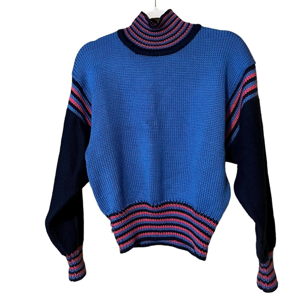 Vintage Carole Little For St. Tropes Wool Blend Cropped Turtleneck Sweater